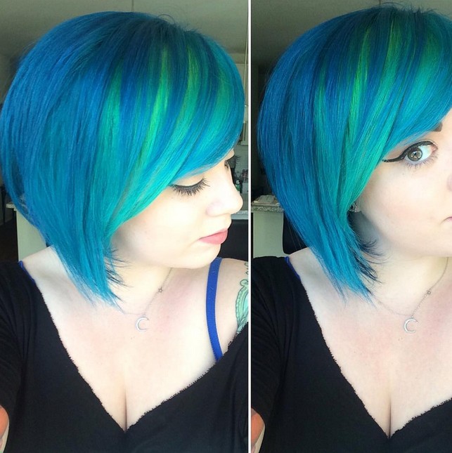 blue hair color ideas for short hair - blue bob haircut - Hairstyles Weekly