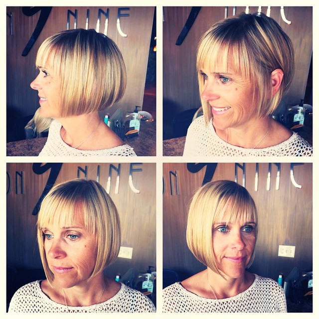 chic straight blunt bob haircut for women over 60 with ...