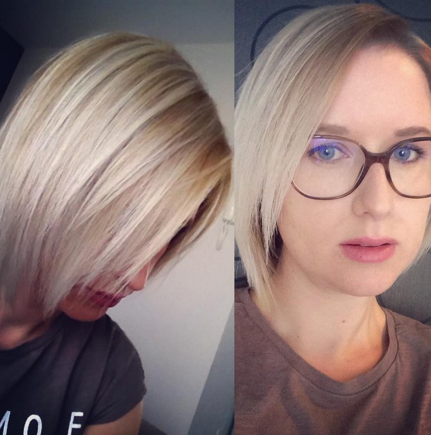 Cute Angled Bob Hairstyle With Glasses For Thin Fine Hair