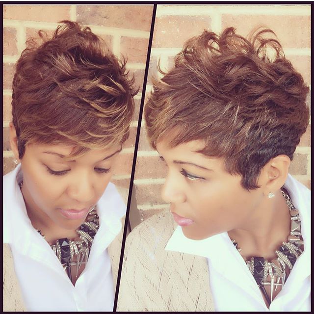 layered curly pixie cut for black women
