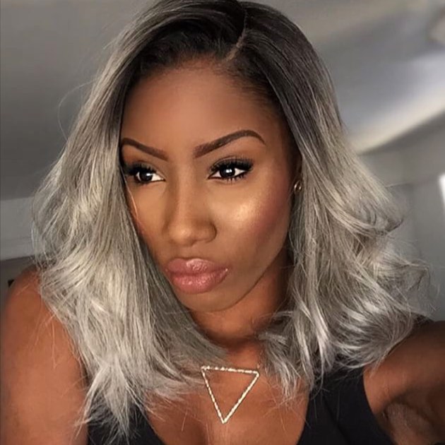 messy dark to silver ombre bob hairstyle for black women - Hairstyles