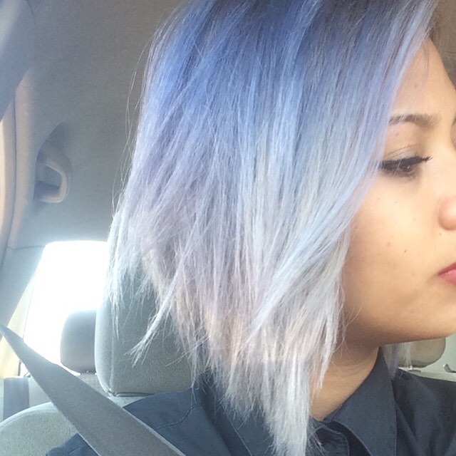 Purple To Silver Ombre Bob Hair Style Messy Bob Cut Hairstyles