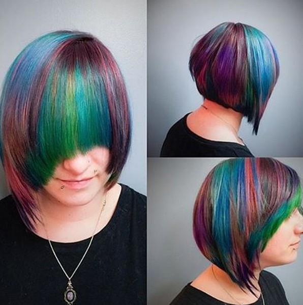 bob haircut rainbow
