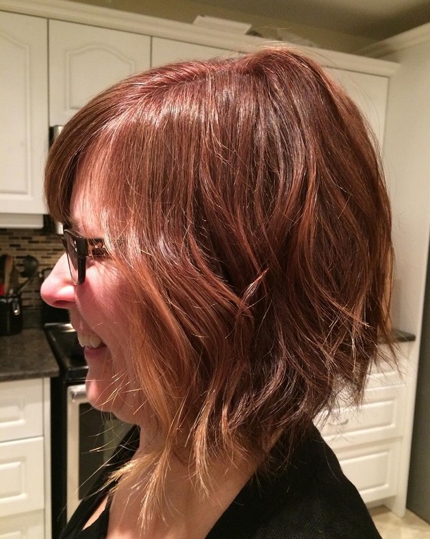 Red Choppy Bob Haircut With Glasses Color Hairstyles Weekly