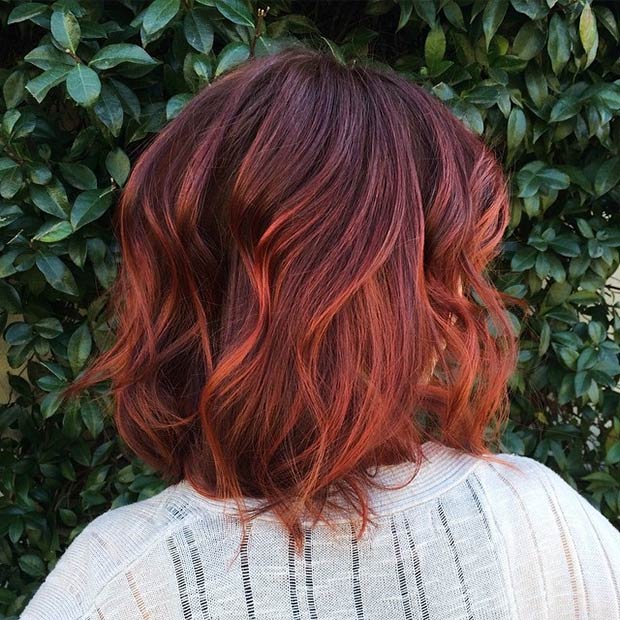 Red Ombre Bob Hairstyle Back View Hairstyles Weekly