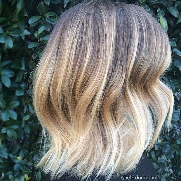 wavy ombre bob hairstyle for thick hair