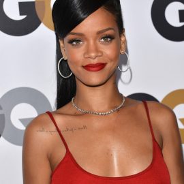 Rihanna Long black sleek hairstyle