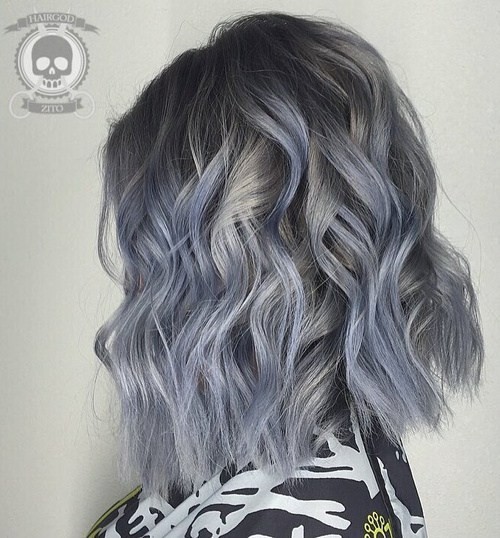 Blue Gray Madness - Shoulder Length Haircut for Women