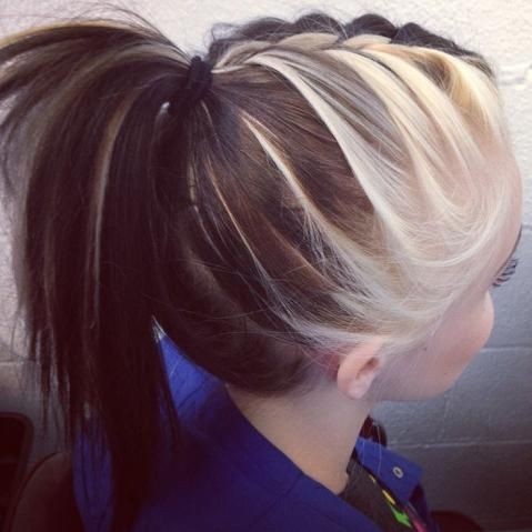 Braided ponytail with two-toned hair