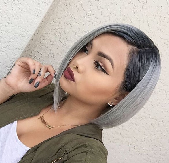 Grey, Bob Haircut with Straight Hair - Medium Bob Hairstyles