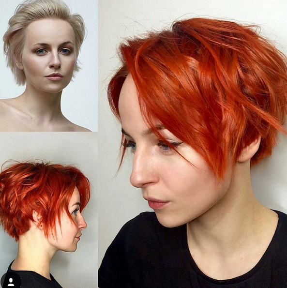 Messy Short Haircut with Awesome Hair Color