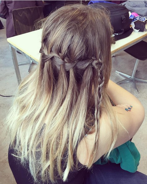 Image of Waterfall braid hairstyle for party