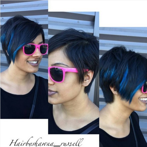 Short Haircut with Blue Hair Color