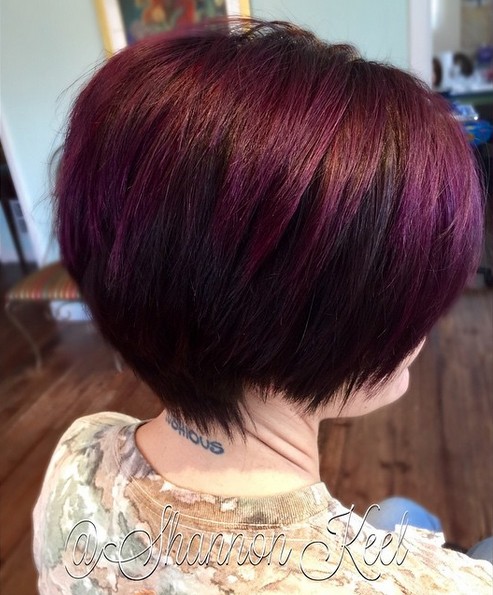 Short and sassy cut paired with plum color - perfect Short Hairstyles for Women