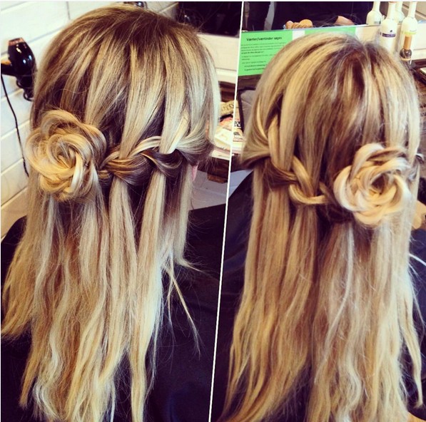 waterfall braid into a bun