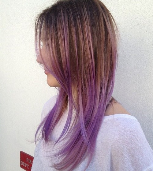 Lavender Ombre Straight Hair