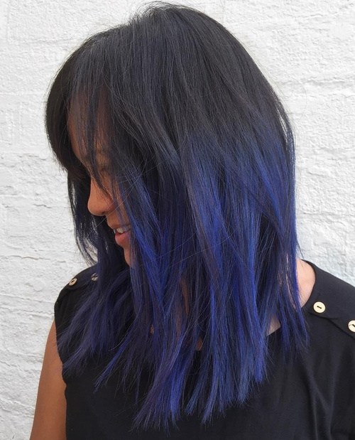 black and blue and purple hair