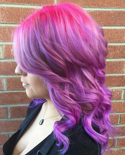 Red and Lavender Hairstyle