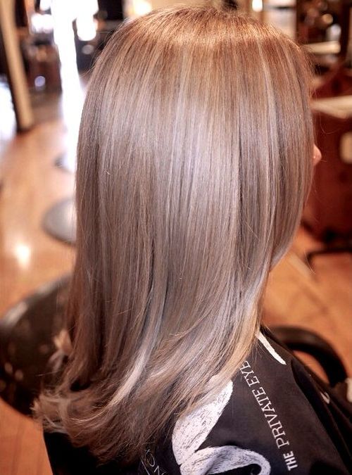 Lavender and blonde highlights on brown hair