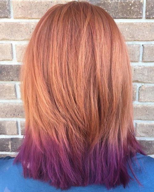 natural red hair with purple highlights