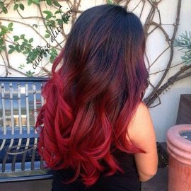 shades of red - red ombre hair styles 2017