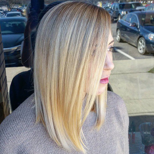 Angled Lob Haircut Straight Hair