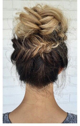 Blonde Ombre Fishtail Braided Updo Bun Hairstyle Hairstyles Weekly