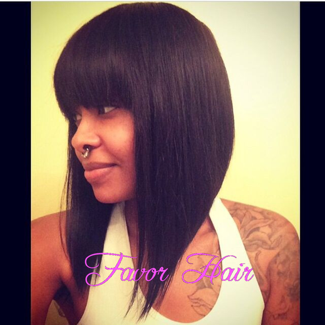 bob haircut with bangs black girl