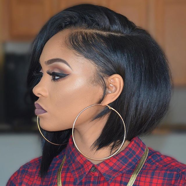 bob haircut on relaxed hair