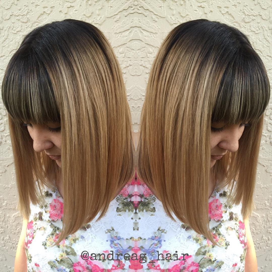 blunt bob hairstyle with bangs