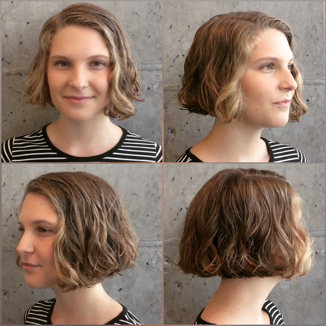 short blunt bob hairstyle with curls