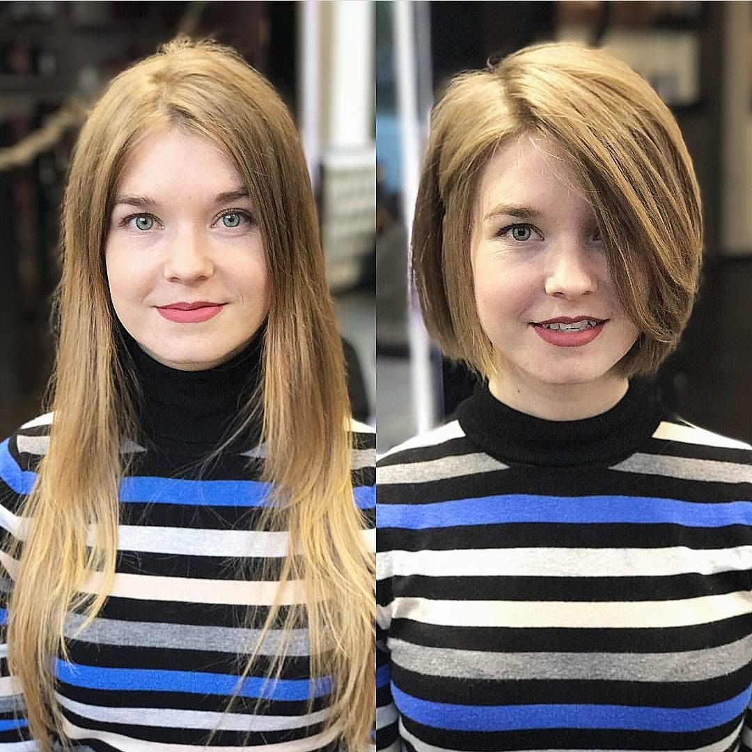 bob haircut round face 2018