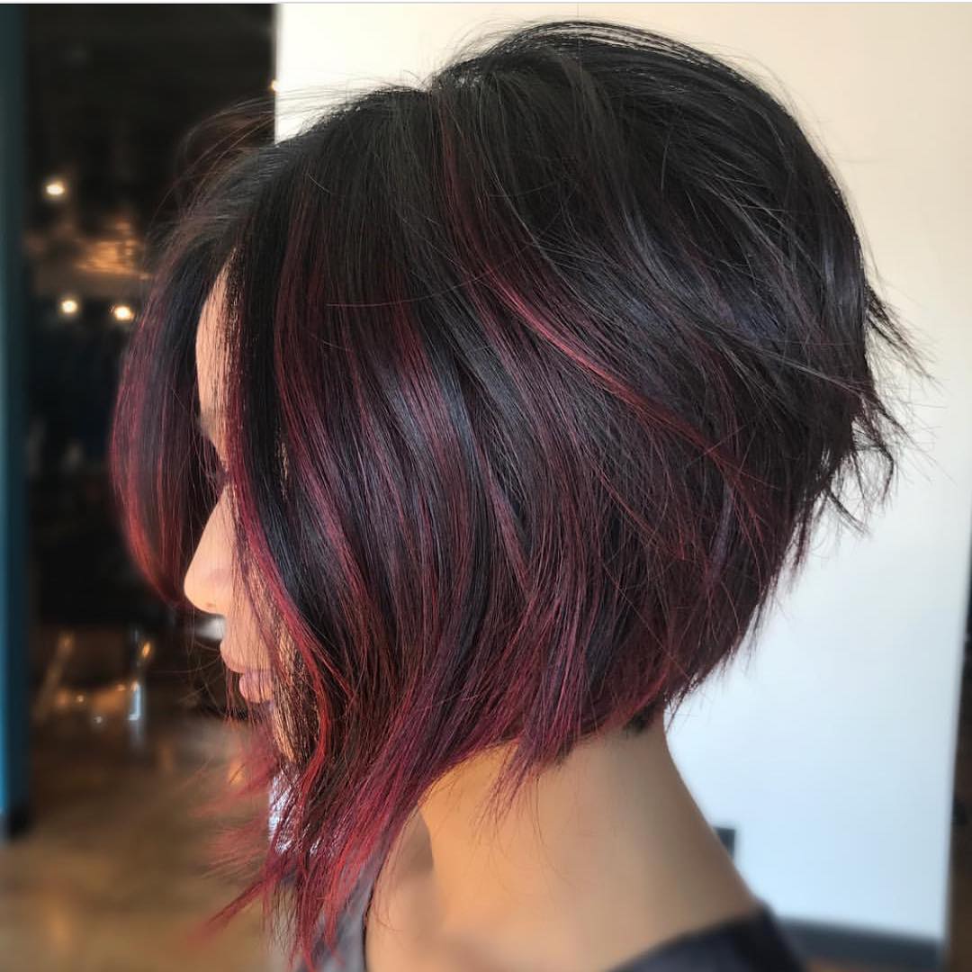 50 Long Bobs & Bob Haircuts To Shake Up Your Look : Red Balayage Beveled Bob