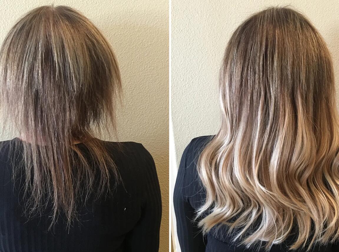 Hair Extensions before and after