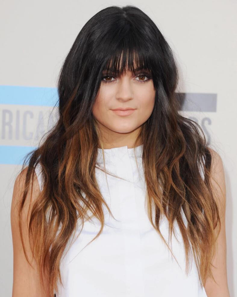 Kylie Jenner Straight, blunt bangs + ombre