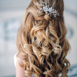 Half up half down curly wedding hairstyles
