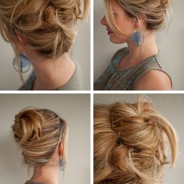 22 – Messy high Twist and Pin hairstyle