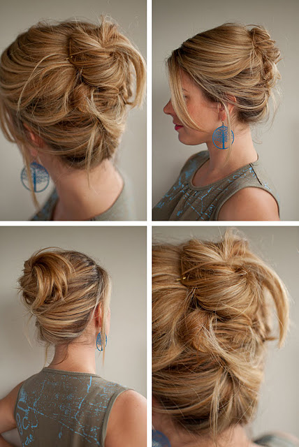 22 – Messy high Twist and Pin hairstyle