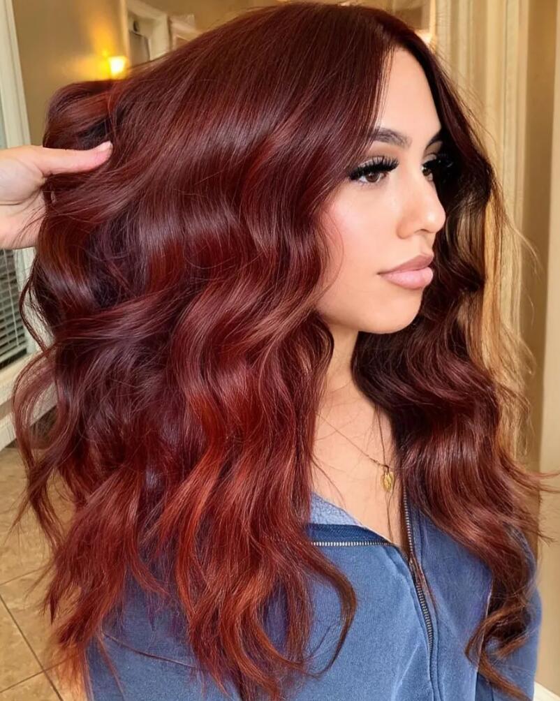 hair color ideas: Robust Ruby Red