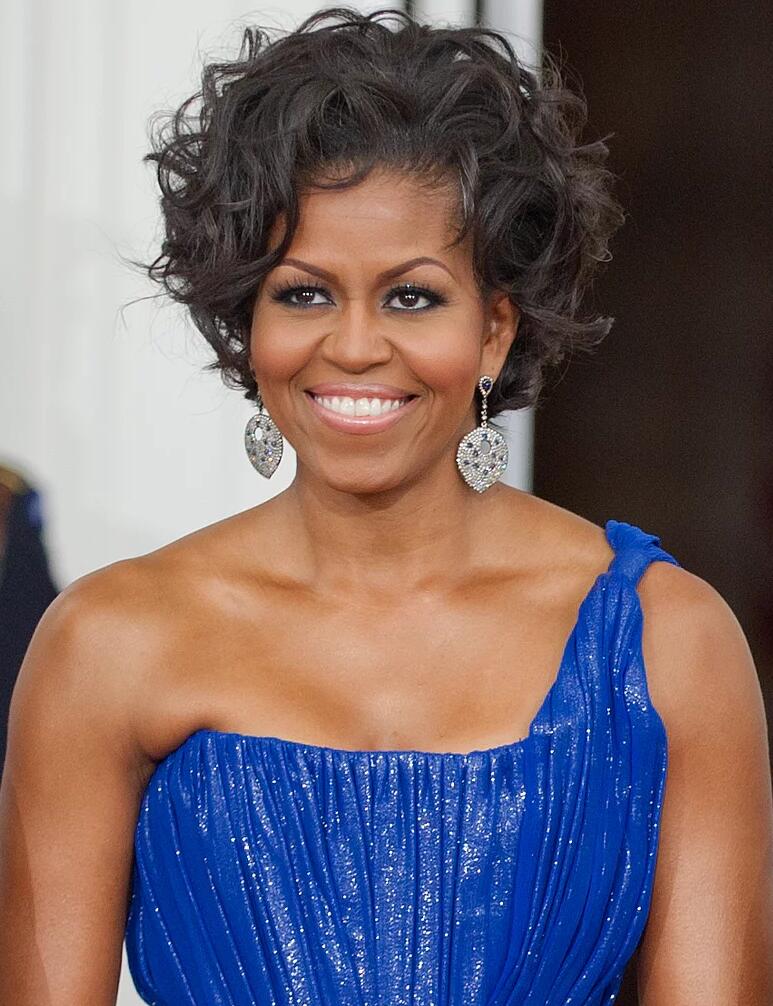 Michelle Obama black curly bob cut for women over 50