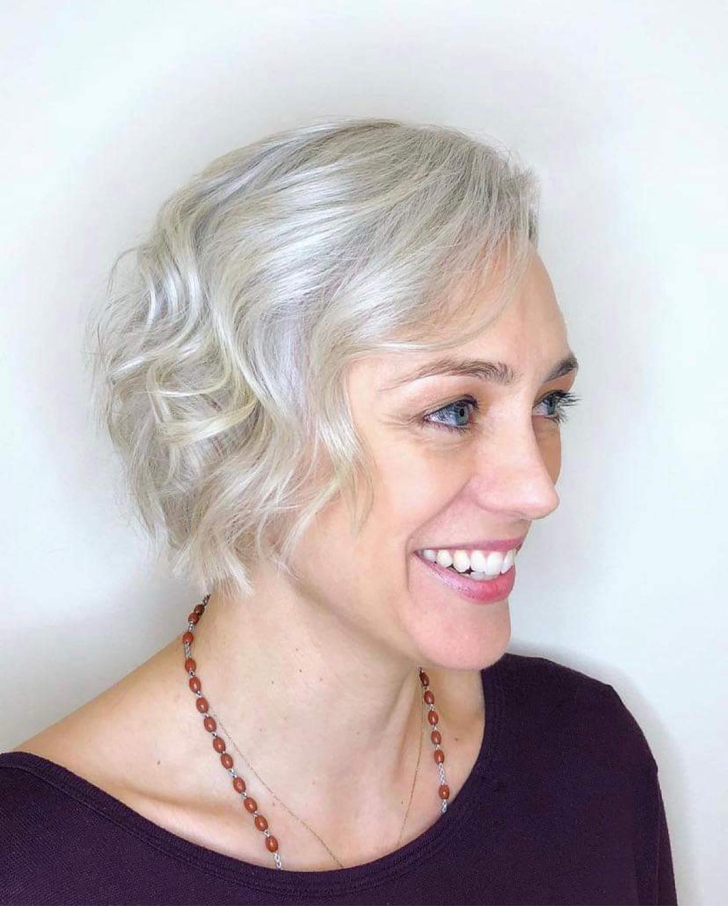 Silver Side Parting Inverted Bob Cut